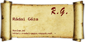 Rádai Géza névjegykártya